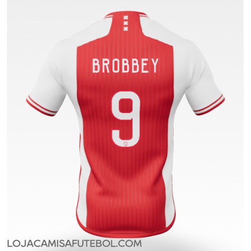 Camisa de Futebol Ajax Brian Brobbey #9 Equipamento Principal 2023-24 Manga Curta